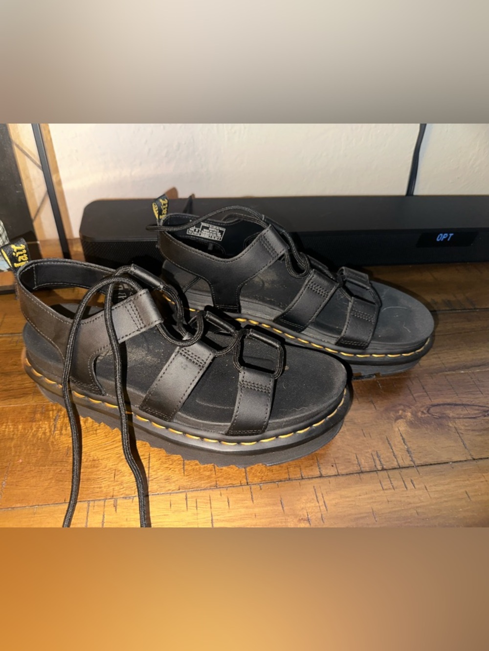 Dr. Martens Black Leather Lace-Up Platform Sandals - Picture 3 of 6